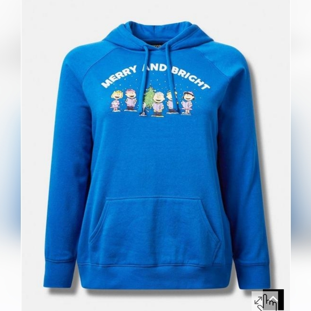 🆕️ PEANUTS BRIGHT BLUE CHRISTMAS COZY FLEECE HOODIE